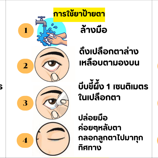 การใช้ยาป้ายตา TH-ENG กระดาษสีฟ้า