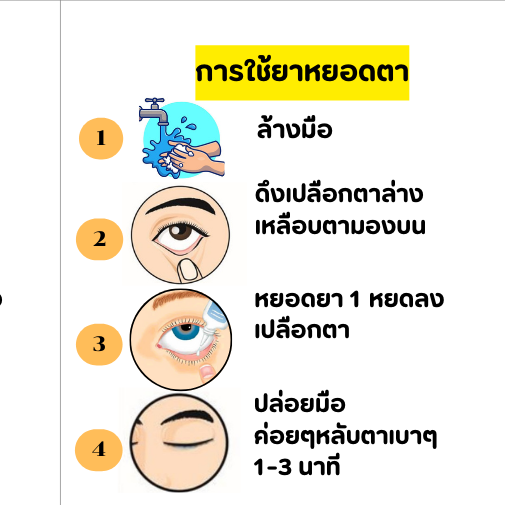 การใช้ยาหยอดตา TH-ENG กระดาษสีเหลือง